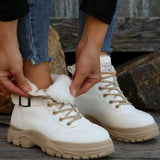 Warm Lined Ankle Boots with Buckle Detail - Trendsi - Flyclothing LLC