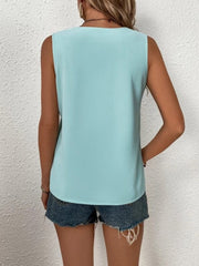Full Size Lace Detail V-Neck Tank - Trendsi