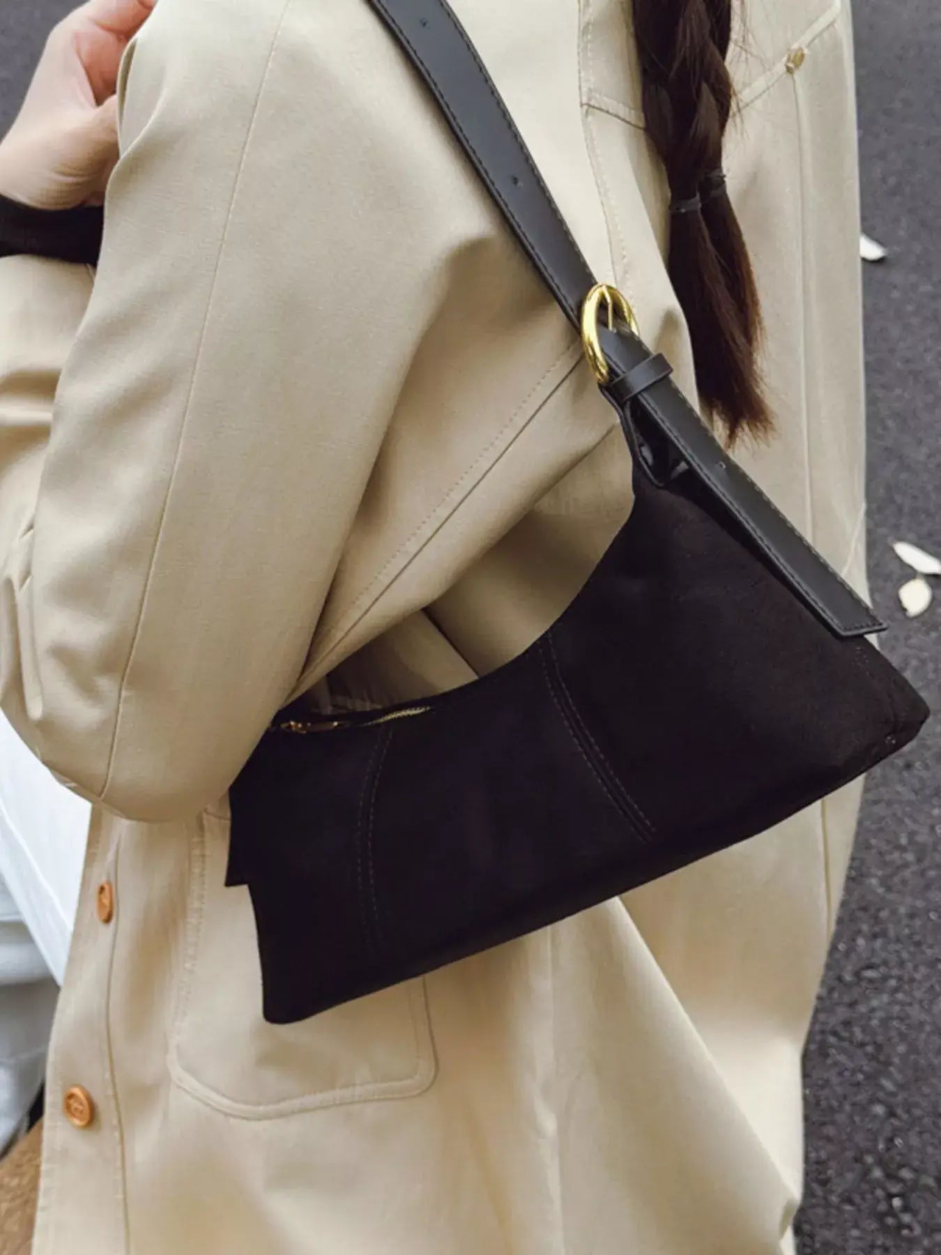 Vintage Suede Hobo Shoulder Bag - Trendsi - Flyclothing LLC
