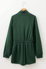 Drawstring Half Zip Long Sleeve Romper - Trendsi - Flyclothing LLC
