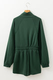 Drawstring Half Zip Long Sleeve Romper - Trendsi