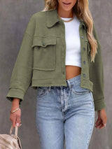 Button Up Long Sleeve Jacket - Trendsi - Flyclothing LLC