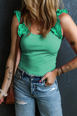 Ruffled Round Neck Tank - Trendsi - Flyclothing LLC