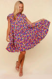 Haptics Frilled Mock Neck Ditsy Floral Dress - Trendsi - Flyclothing LLC