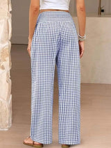 Gingham Wide-Leg Pants - Trendsi - Flyclothing LLC