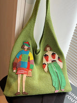 Knitted Embroidered Shoulder Bag - Trendsi - Flyclothing LLC