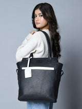 Midnight Elegance Noir Shopper Tote - Classy Leather Bags - Flyclothing LLC