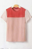 Color Block Round Neck Short Sleeve T-Shirt - Trendsi - Flyclothing LLC