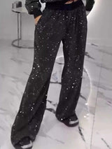 Rhinestone Long Sleeve Top and Pants Set - Trendsi - Flyclothing LLC