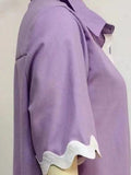 Contrast Trim Collared Neck Top and Shorts Set - Trendsi