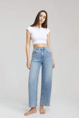 Moon Curve Raw Hem Crop Jeans HJ129 - Hey Joanie - Flyclothing LLC