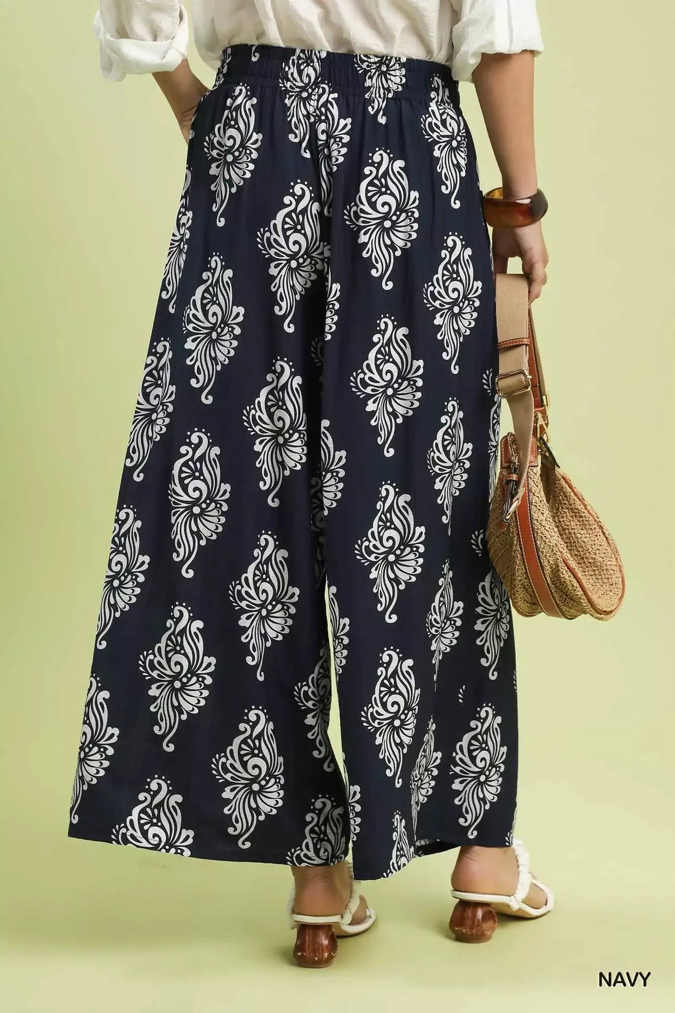 Umgee Abstract Print Wide Leg Pants - Trendsi - Flyclothing LLC