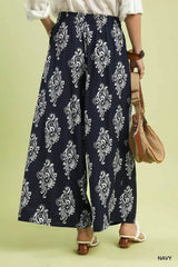 Umgee Abstract Print Wide Leg Pants - Trendsi - Flyclothing LLC