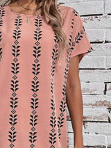 Printed Round Neck Short Sleeve Dress - Trendsi - Flyclothing LLC
