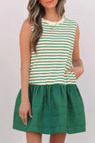 Stripe Woven Sleeveless Mini Dress - Trendsi