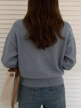 Polo Collar Dropped Shoulder Sweater - Trendsi - Flyclothing LLC