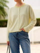 Button-Down Striped Knit Cardigan - Trendsi - Flyclothing LLC