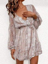 Cutout Back Surplice Long Sleeve Dress - Trendsi - Flyclothing LLC