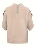 Ruched Mock Neck Half Sleeve Blouse - Trendsi