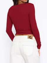 Button Down Long Sleeve Top - Trendsi - Flyclothing LLC