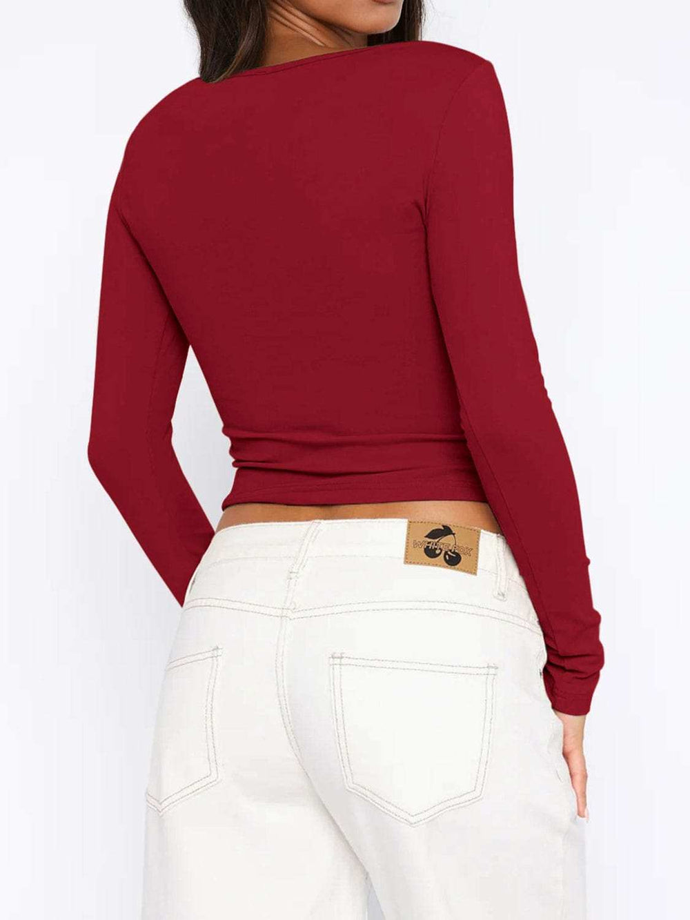 Button Down Long Sleeve Top - Trendsi - Flyclothing LLC