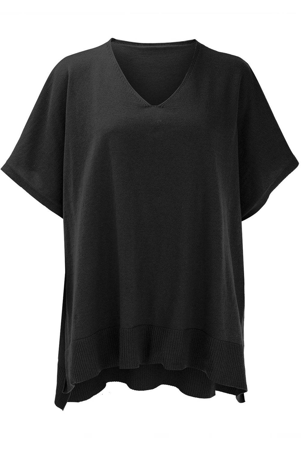 Slit V-Neck Half Sleeve Knit Top - Trendsi - Flyclothing LLC