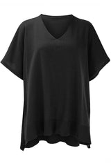 Slit V-Neck Half Sleeve Knit Top - Trendsi - Flyclothing LLC