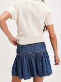 Buttoned Ruffled Mini Denim Skirt - Trendsi - Flyclothing LLC
