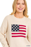 Zenana American Flag Crew Neck Sweater - Trendsi - Flyclothing LLC