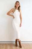 Slit Ribbed Round Neck Sleeveless Dress - Trendsi - Flyclothing LLC