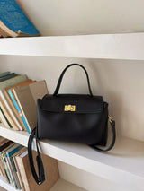 Golden Clasp Leather Crossbody Bag - Trendsi - Flyclothing LLC