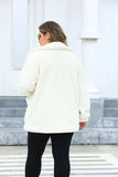 Plus Size Fuzzy Collared Neck Long Sleeve Jacket - Trendsi - Flyclothing LLC