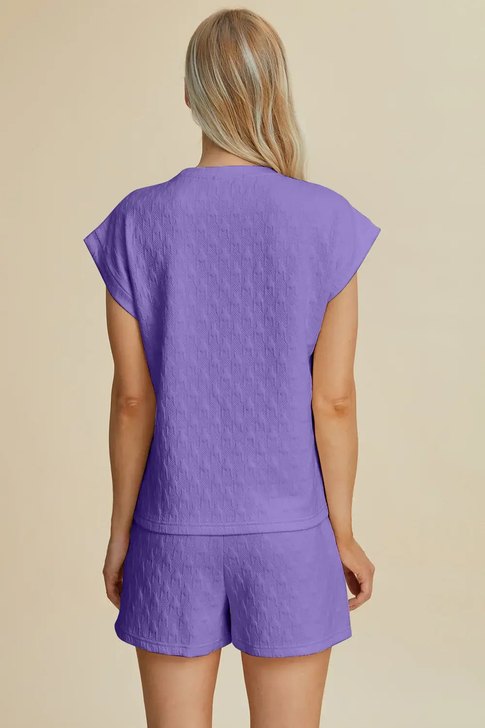 Double Take Full Size Pocketed Texture Round Neck Top and Shorts Set - Trendsi - Flyclothing LLC