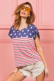 BiBi Star Rpinted with Stripe Combo Top - Trendsi - Flyclothing LLC