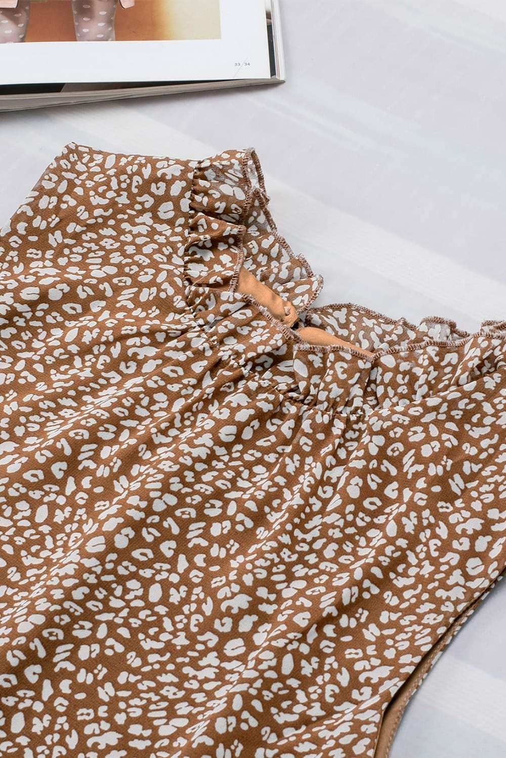 Frill Printed Round Neck Tank - Trendsi - Flyclothing LLC