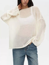 Boat Neck Dropped Shoulder Sweater - Trendsi - Flyclothing LLC
