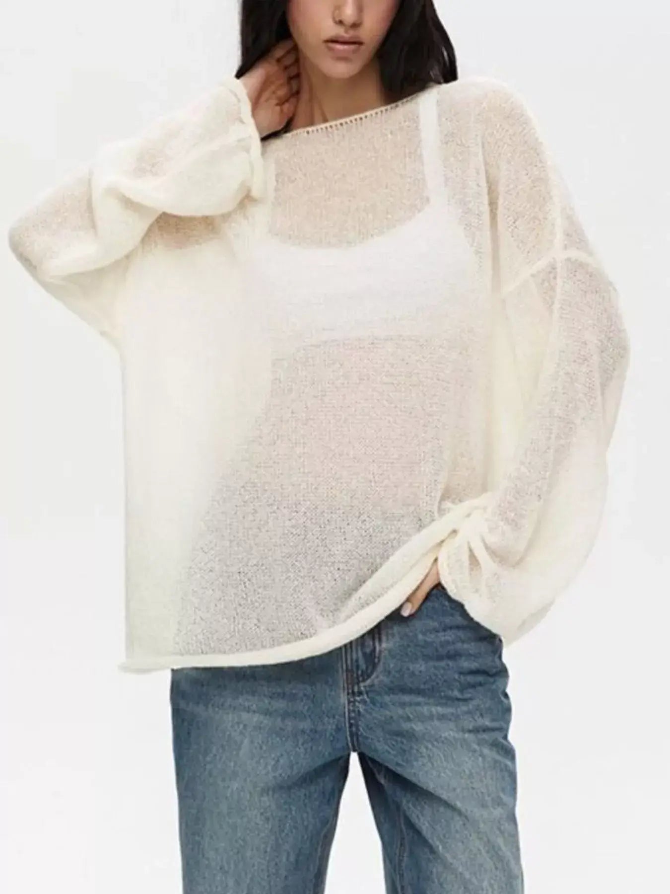 Boat Neck Dropped Shoulder Sweater - Trendsi - Flyclothing LLC