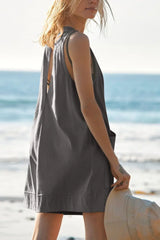 Lovelet Round Neck Sleeveless Romper with Pockets - Trendsi - Flyclothing LLC