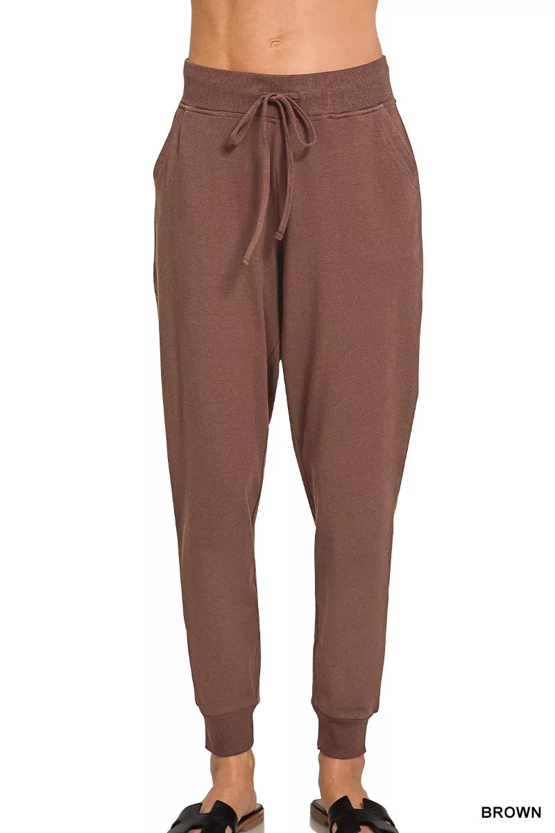 Zenana Drawstring Cotton Joggers with Pockets - Trendsi - Flyclothing LLC