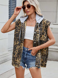 Leopard Buttton Up Denim Vest - Trendsi - Flyclothing LLC