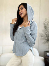 Culture Code Full Size Ribbed Zip Up Drawstring Hooded Jacket - Trendsi - Flyclothing LLC