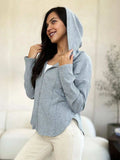 Culture Code Full Size Ribbed Zip Up Drawstring Hooded Jacket - Trendsi - Flyclothing LLC