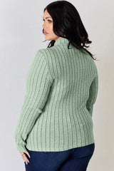 Basic Bae Full Size Ribbed Mock Neck Long Sleeve T-Shirt - ShopBasicbae - Flyclothing LLC