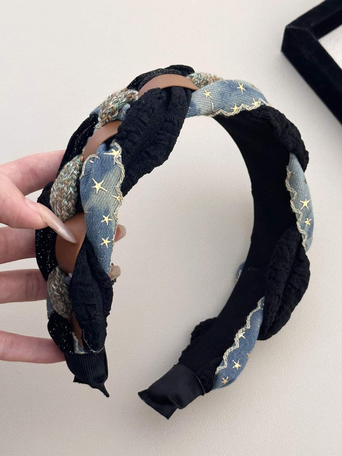 Denim Braided Wide Headband - Trendsi - Flyclothing LLC