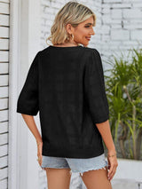 Openwork Round Neck Knit Top - Trendsi - Flyclothing LLC