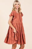 Mittoshop Lace Detail Ruffled Button Down Tiered Dress - Trendsi