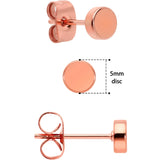 20G Rose Gold PVD Stainless Steel Flat Disc Stud Earrings Set of 6 - BodyCandy - Flyclothing LLC
