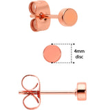 20G Rose Gold PVD Stainless Steel Flat Disc Stud Earrings Set of 6 - BodyCandy - Flyclothing LLC