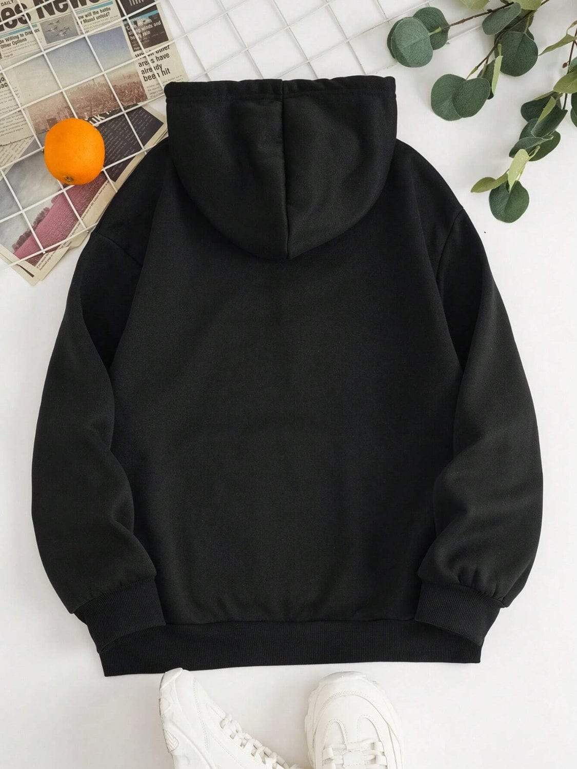 Drawstring Dropped Shoulder Hoodie - Trendsi - Flyclothing LLC