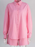 Button Up Long Sleeve Shirt and Shorts Set - Trendsi - Flyclothing LLC